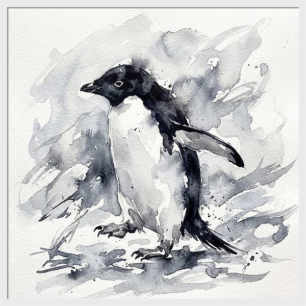 Penguin In Watercolor