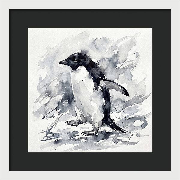 Penguin In Watercolor