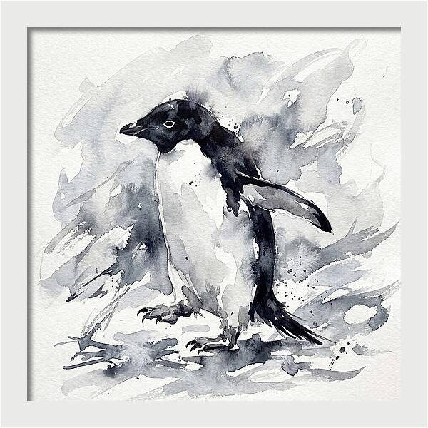 Penguin In Watercolor