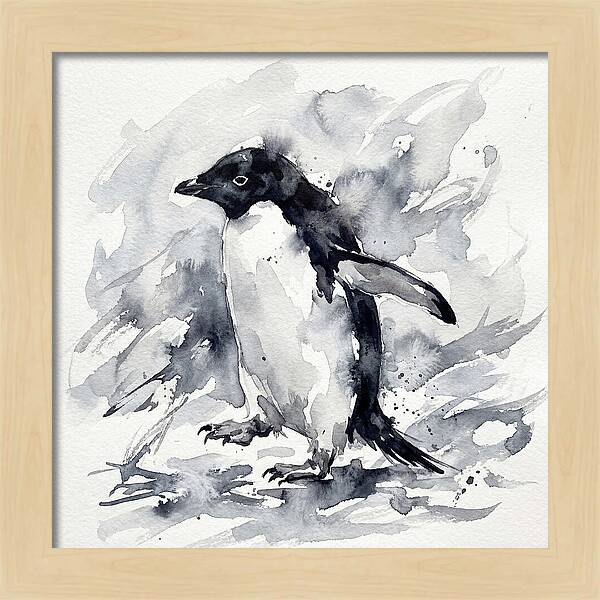 Penguin In Watercolor