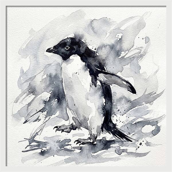 Penguin In Watercolor