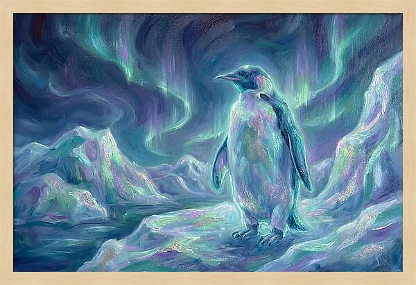 Penguin Under Aurora