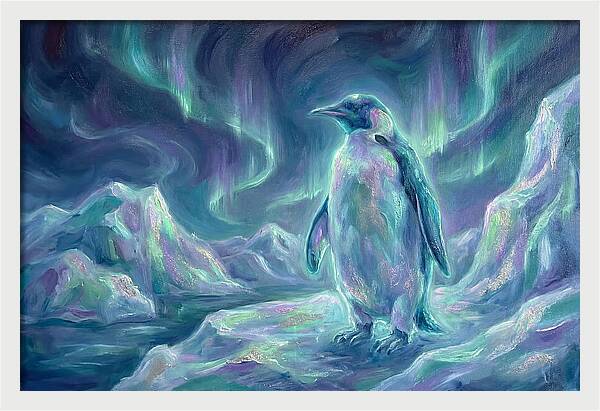 Penguin Under Aurora