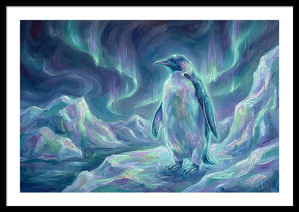 Penguin Under Aurora
