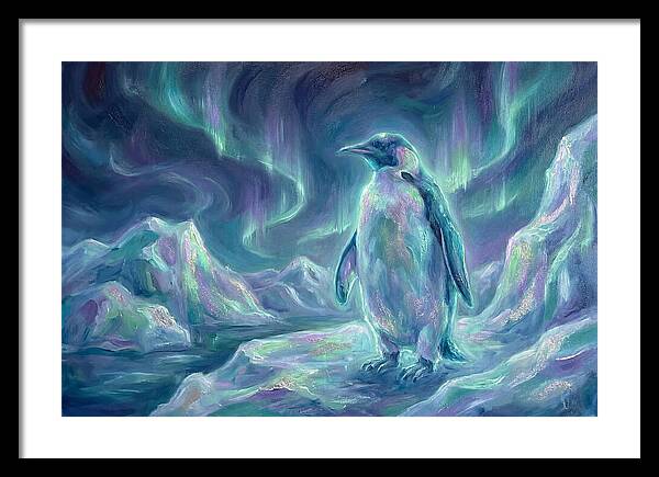Penguin Under Aurora