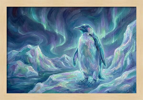 Penguin Under Aurora
