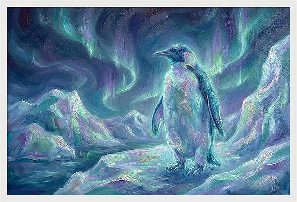 Penguin Under Aurora