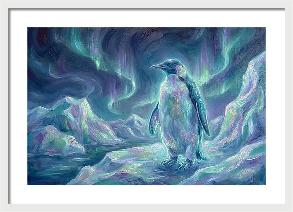 Penguin Under Aurora