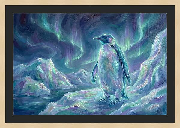 Penguin Under Aurora