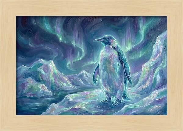 Penguin Under Aurora