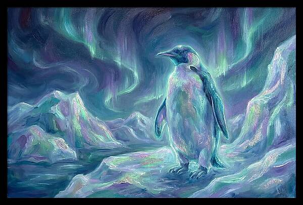Penguin Under Aurora