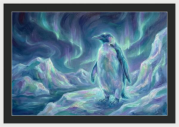 Penguin Under Aurora