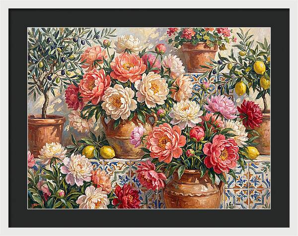Peonies In Mediterranean Pots