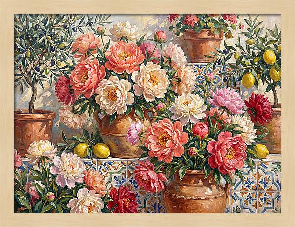 Peonies In Mediterranean Pots