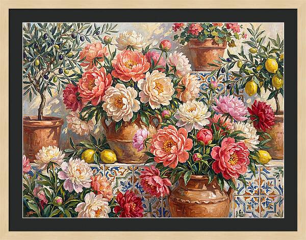 Peonies In Mediterranean Pots