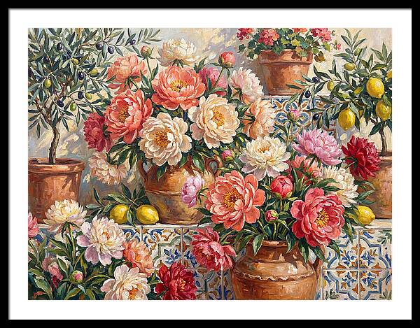 Peonies In Mediterranean Pots