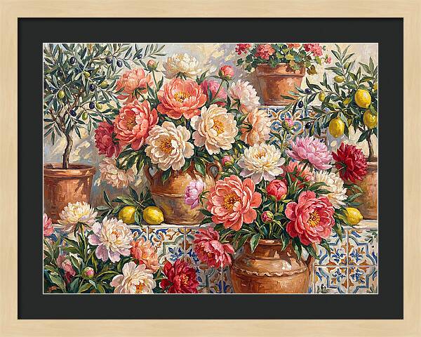 Peonies In Mediterranean Pots