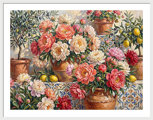 Peonies In Mediterranean Pots
