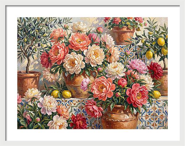 Peonies In Mediterranean Pots