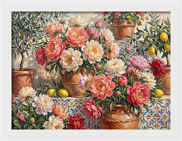 Peonies In Mediterranean Pots