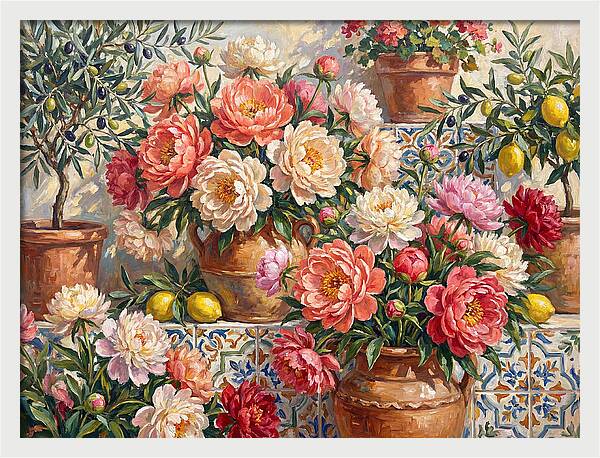 Peonies In Mediterranean Pots
