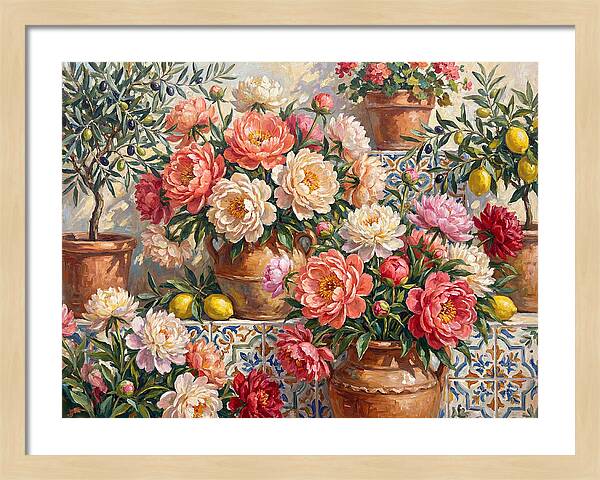 Peonies In Mediterranean Pots