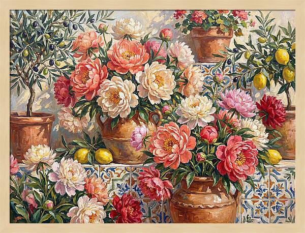 Peonies In Mediterranean Pots