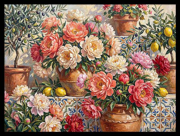 Peonies In Mediterranean Pots