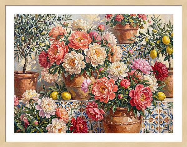Peonies In Mediterranean Pots