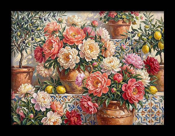 Peonies In Mediterranean Pots