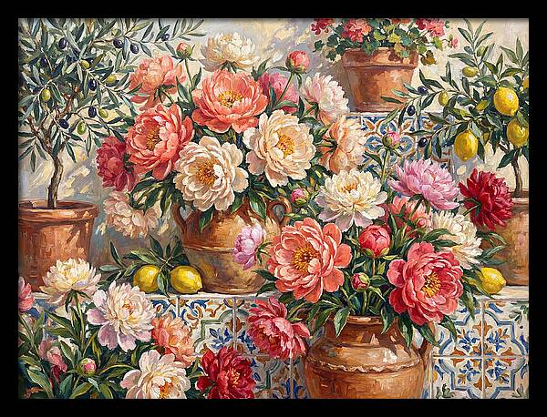 Peonies In Mediterranean Pots