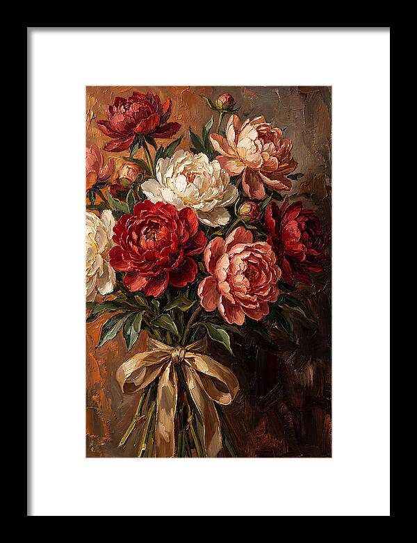 Peony Bouquet Tied With Ribbon