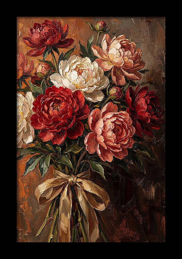 Peony Bouquet Tied With Ribbon