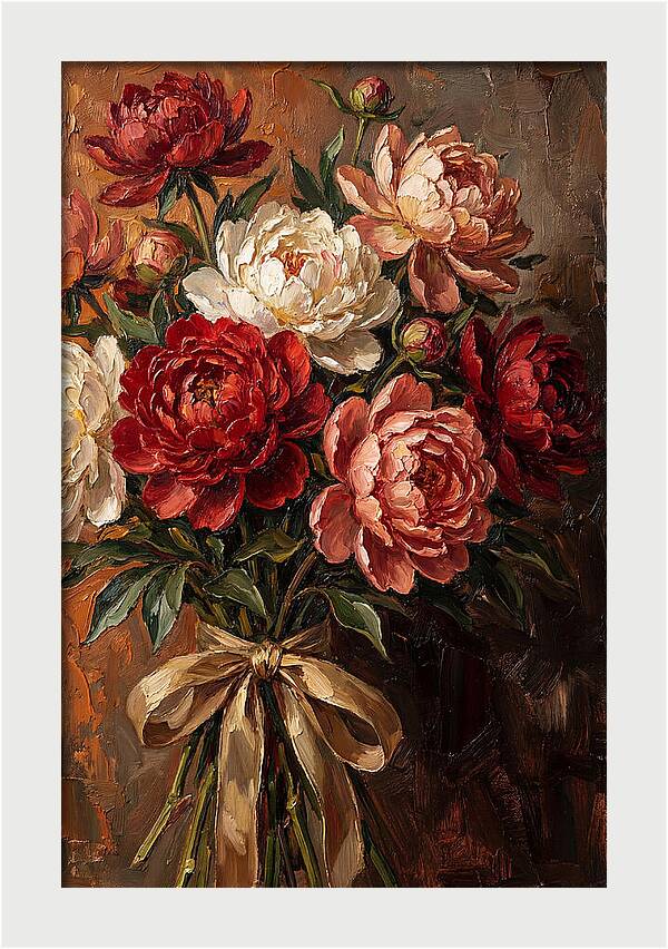 Peony Bouquet Tied With Ribbon