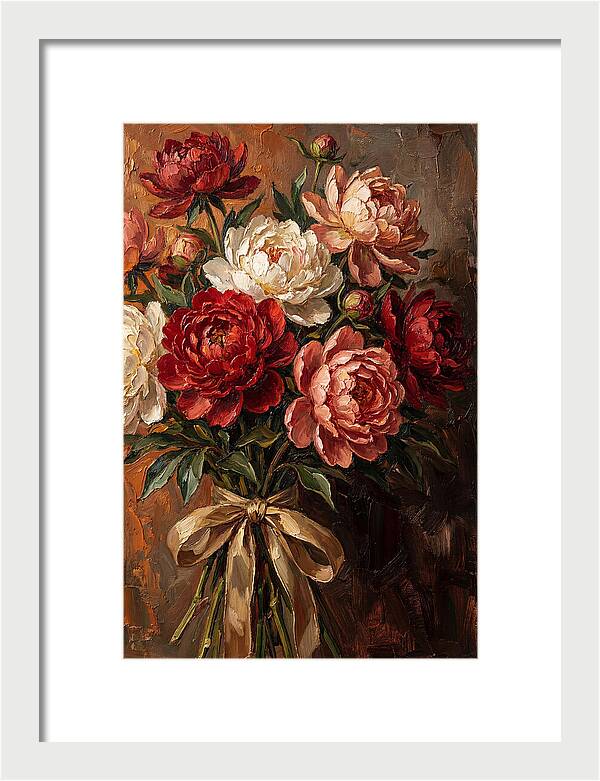 Peony Bouquet Tied With Ribbon