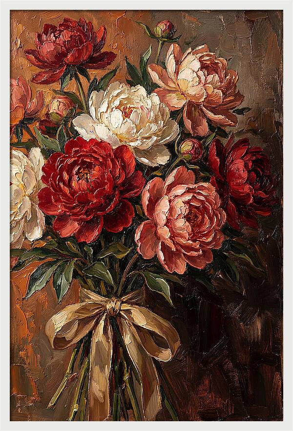 Peony Bouquet Tied With Ribbon