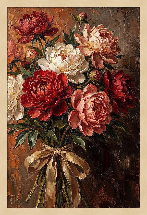 Peony Bouquet Tied With Ribbon