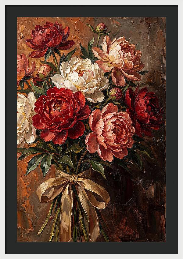 Peony Bouquet Tied With Ribbon
