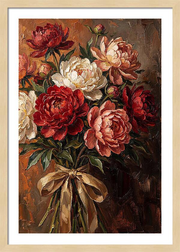 Peony Bouquet Tied With Ribbon