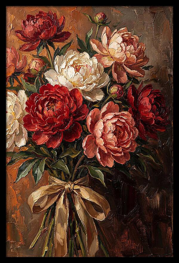 Peony Bouquet Tied With Ribbon