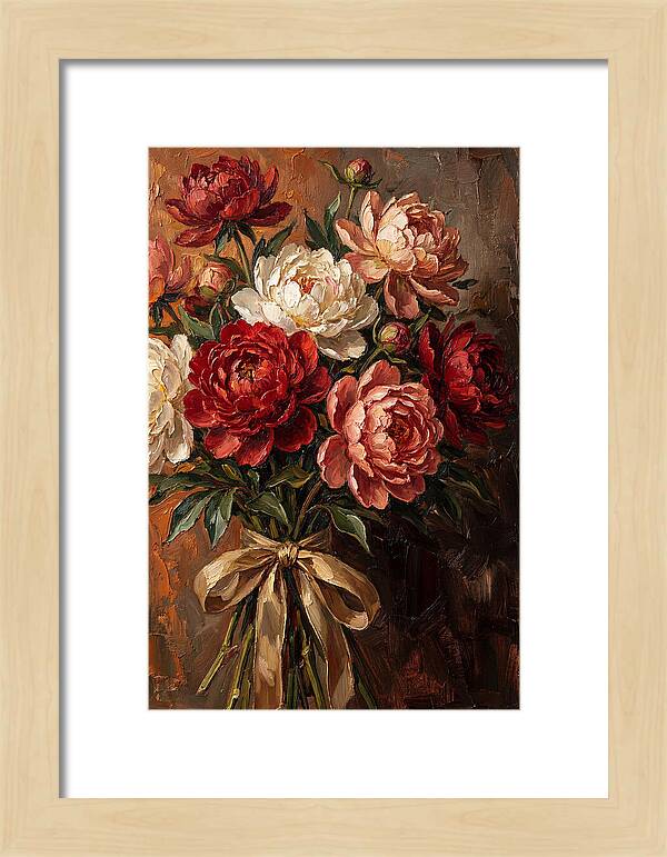 Peony Bouquet Tied With Ribbon
