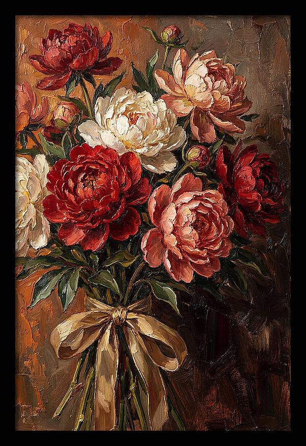 Peony Bouquet Tied With Ribbon