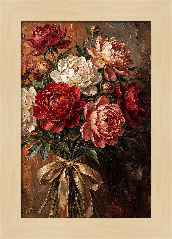 Peony Bouquet Tied With Ribbon