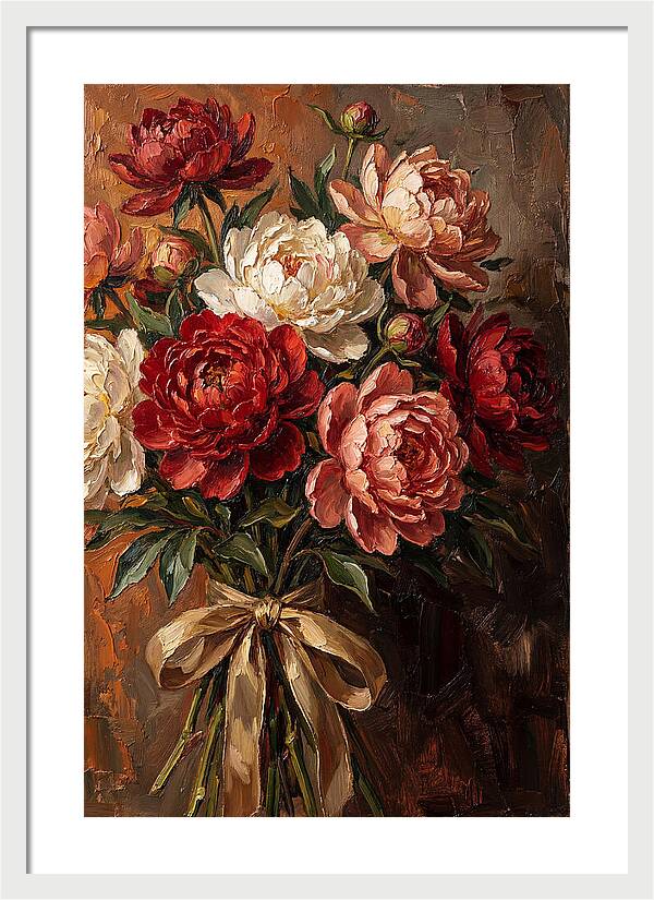 Peony Bouquet Tied With Ribbon