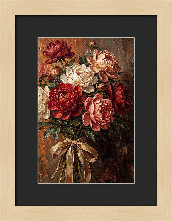 Peony Bouquet Tied With Ribbon