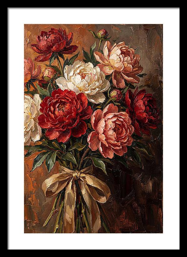 Peony Bouquet Tied With Ribbon