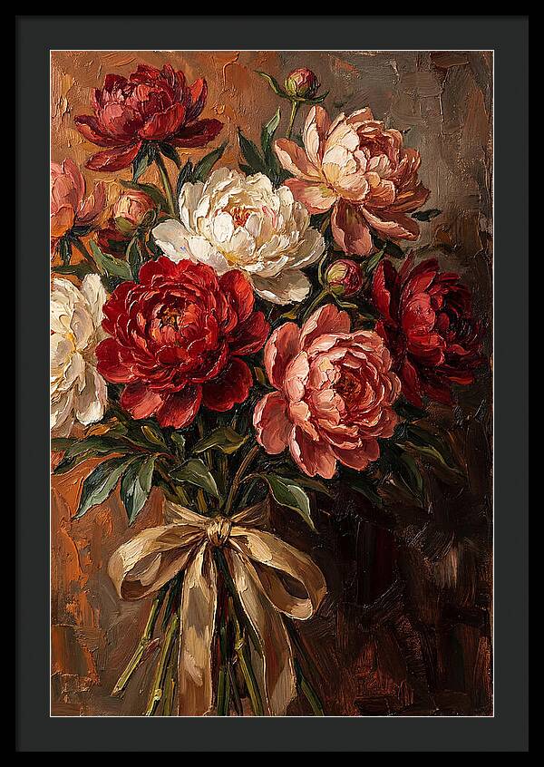 Peony Bouquet Tied With Ribbon
