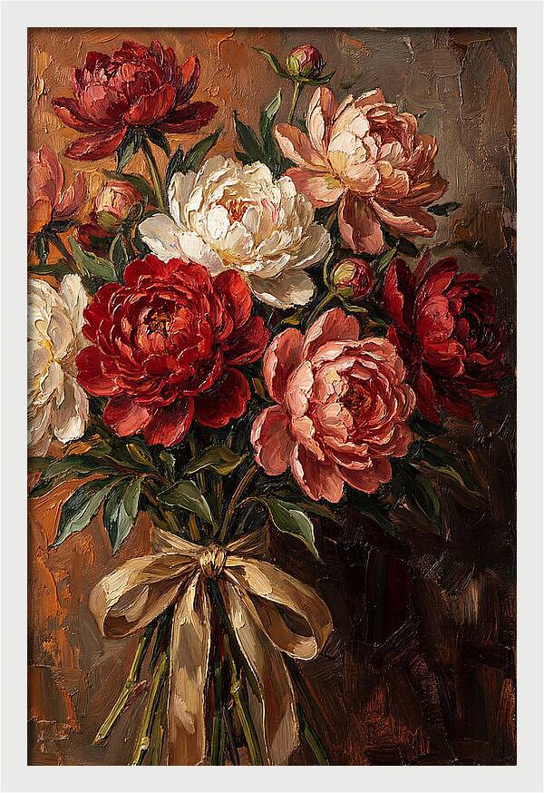 Peony Bouquet Tied With Ribbon