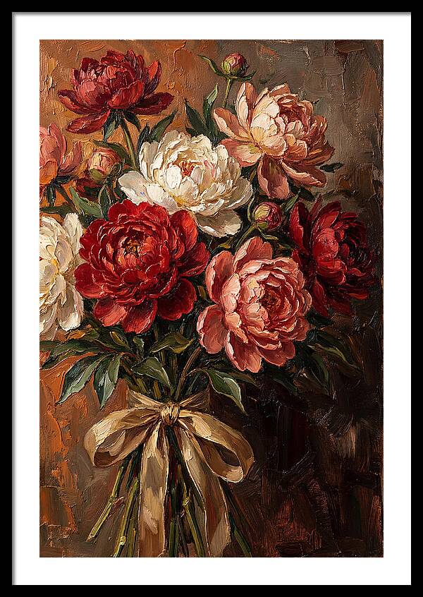 Peony Bouquet Tied With Ribbon