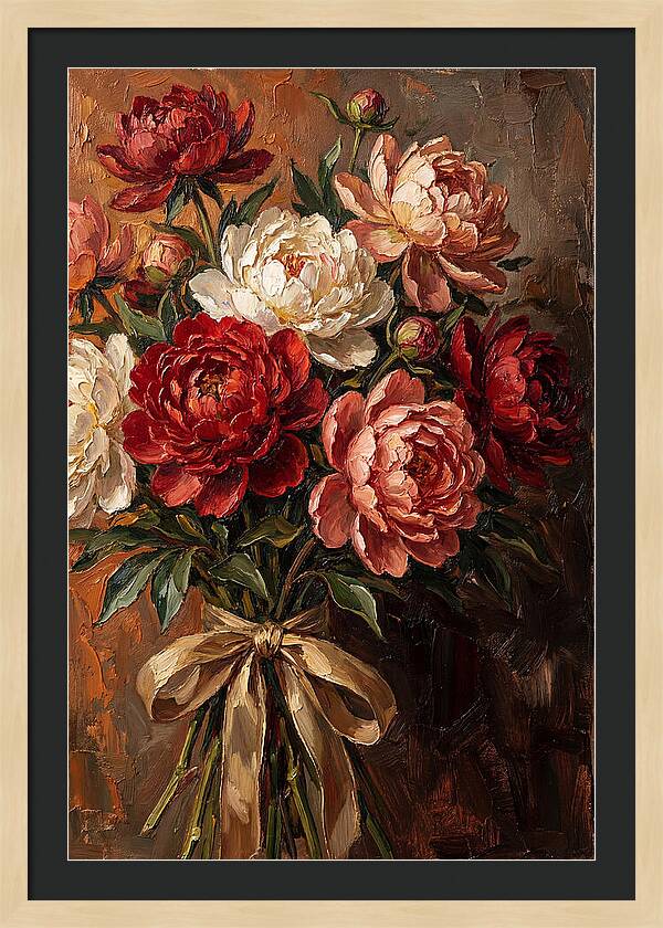 Peony Bouquet Tied With Ribbon